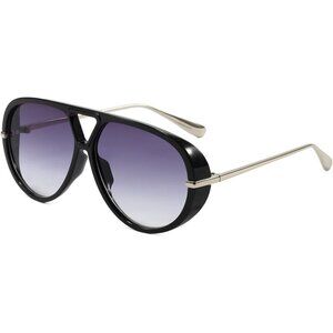 🆕Women Black Oversized Sunglasses Retro Trendy Shield Big Large Fashion Shades